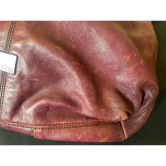 Kooba Boho Leather Hobo Handbag Wine Red Soft Leather Shoulder Bag - Picture 6 of 10
